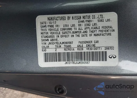 2018 Infiniti Q60 3.0T Luxe z USA, uszkodzony, nr VIN JN1EV7ELXJM390587